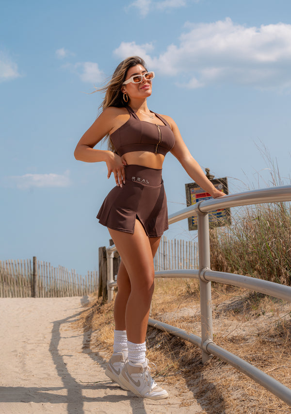Fancy Tennis Top - Brown