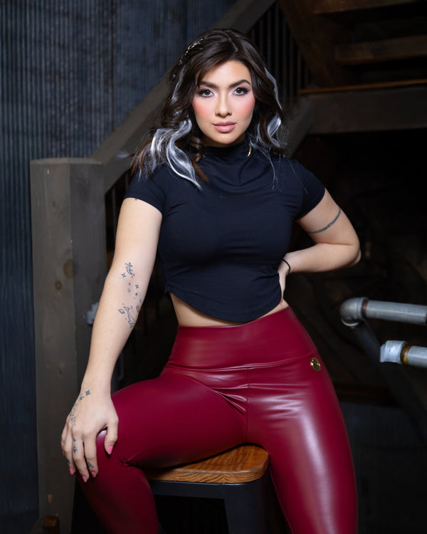 Faux Leather Legging - Burgundy