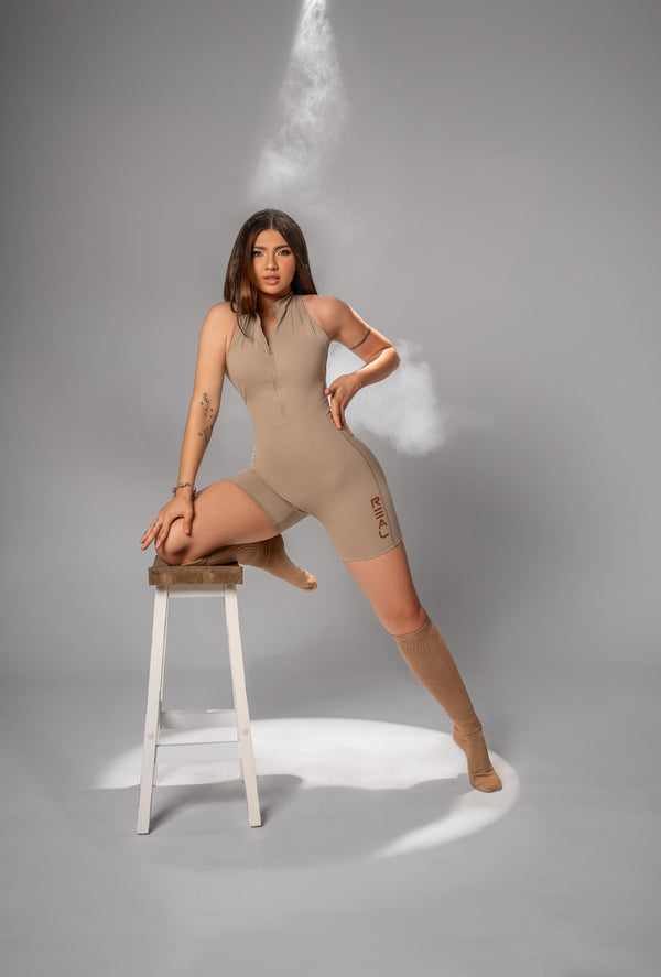 Orion Zip-up Romper - Mocha