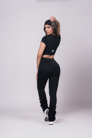 Woman wearing black Real Activewear Curve Legging - High-rise sculpting leggings by Real Wear US