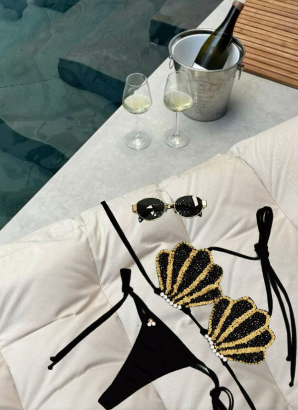 Goddess Shell Bikini - Black and Gold