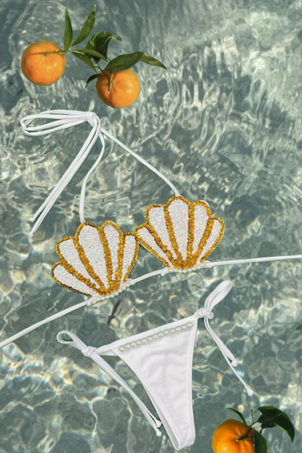 Goddess Shell Bikini - White and Gold